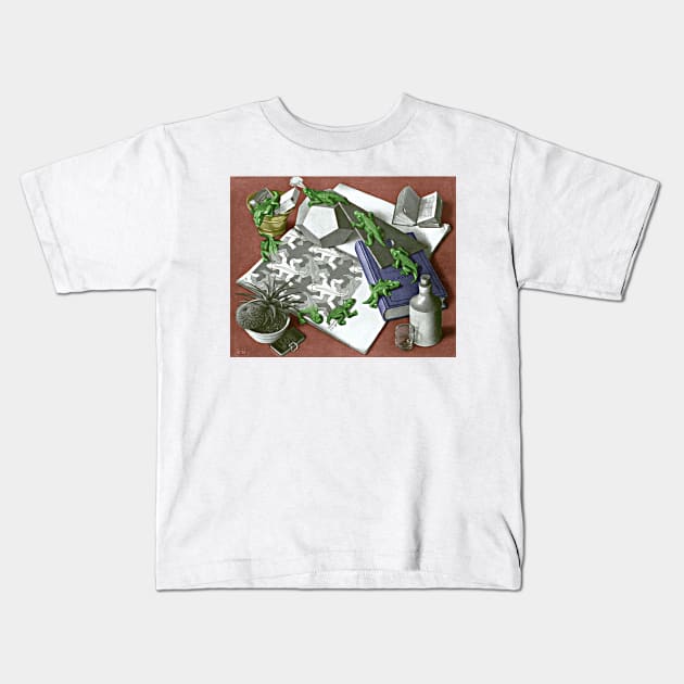 Reptiles Escher Art Print 1943 Imp-Art Vintage Print Optical Illusion Kids T-Shirt by ZiggyPrint